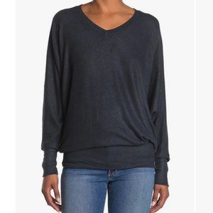 Nordstrom Go Couture V-Neck Dolman Batwing Sleeve Top - Slate, Medium
